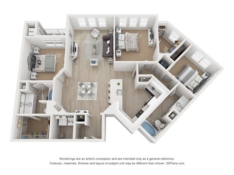 Floor plan for 3 beds, 2 baths, 1470 sqft